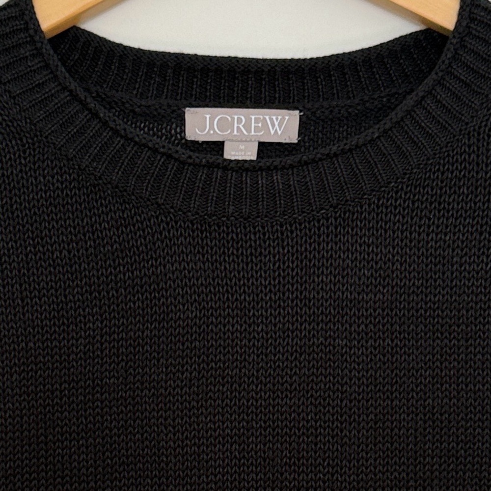 J. Crew NWOT Relaxed Cotton-Linen Blend Beach Sweater In Black - Picture 4 of 5